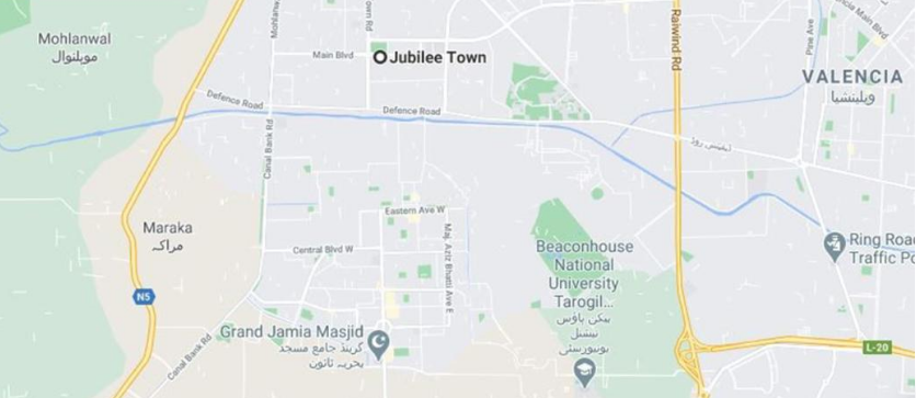 Jubilee Town Lahore Map